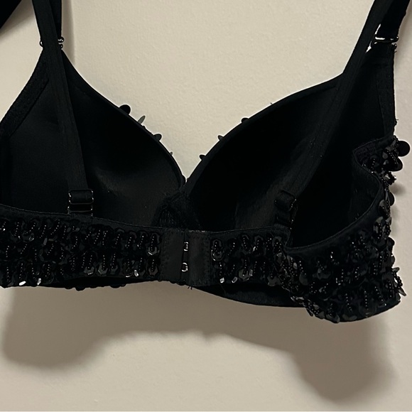 Black Sequin Bra Top Rave Belly Dancing Club wear Halloween Costume ✨🖤 - Picture 8 of 8